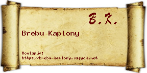 Brebu Kaplony névjegykártya